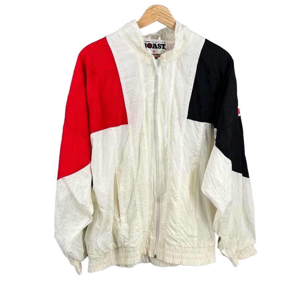 Boast‎ Windbreaker White Multicolor Full-Zip Lined Logo Medium